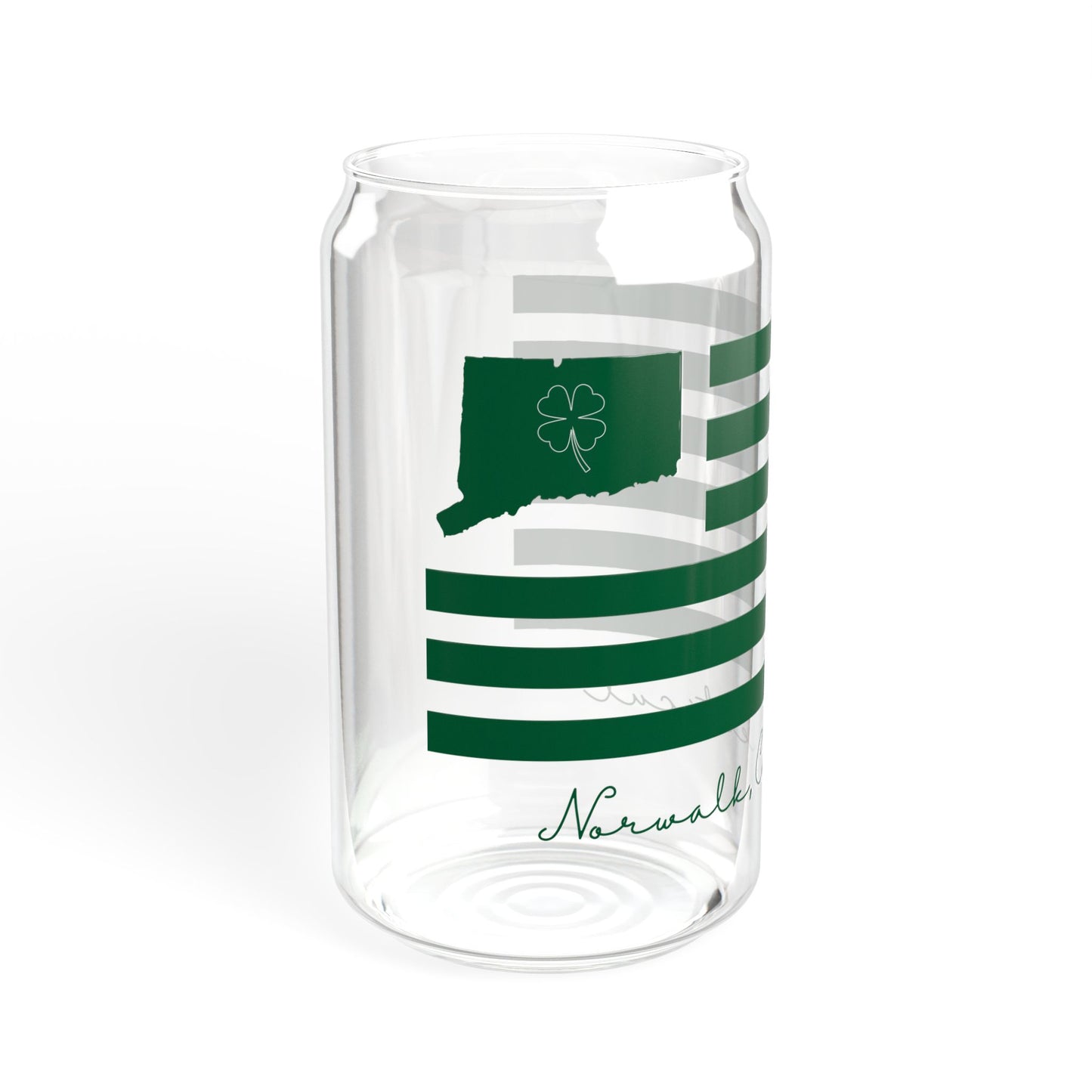 Norwalk Connecticut St. Patrick's Day Flag Sipper Glass, 16oz