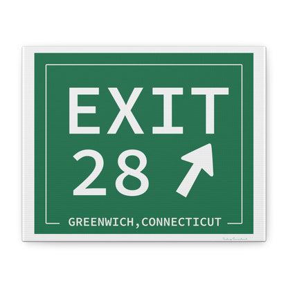 Vintage Exit 28 Merritt Parkway Sign Matte Canvas, Stretched, 1.25"
