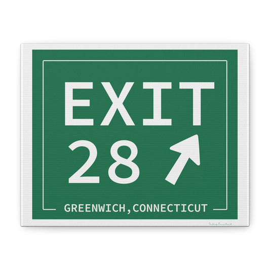 Vintage Exit 28 Merritt Parkway Sign Matte Canvas, Stretched, 1.25"