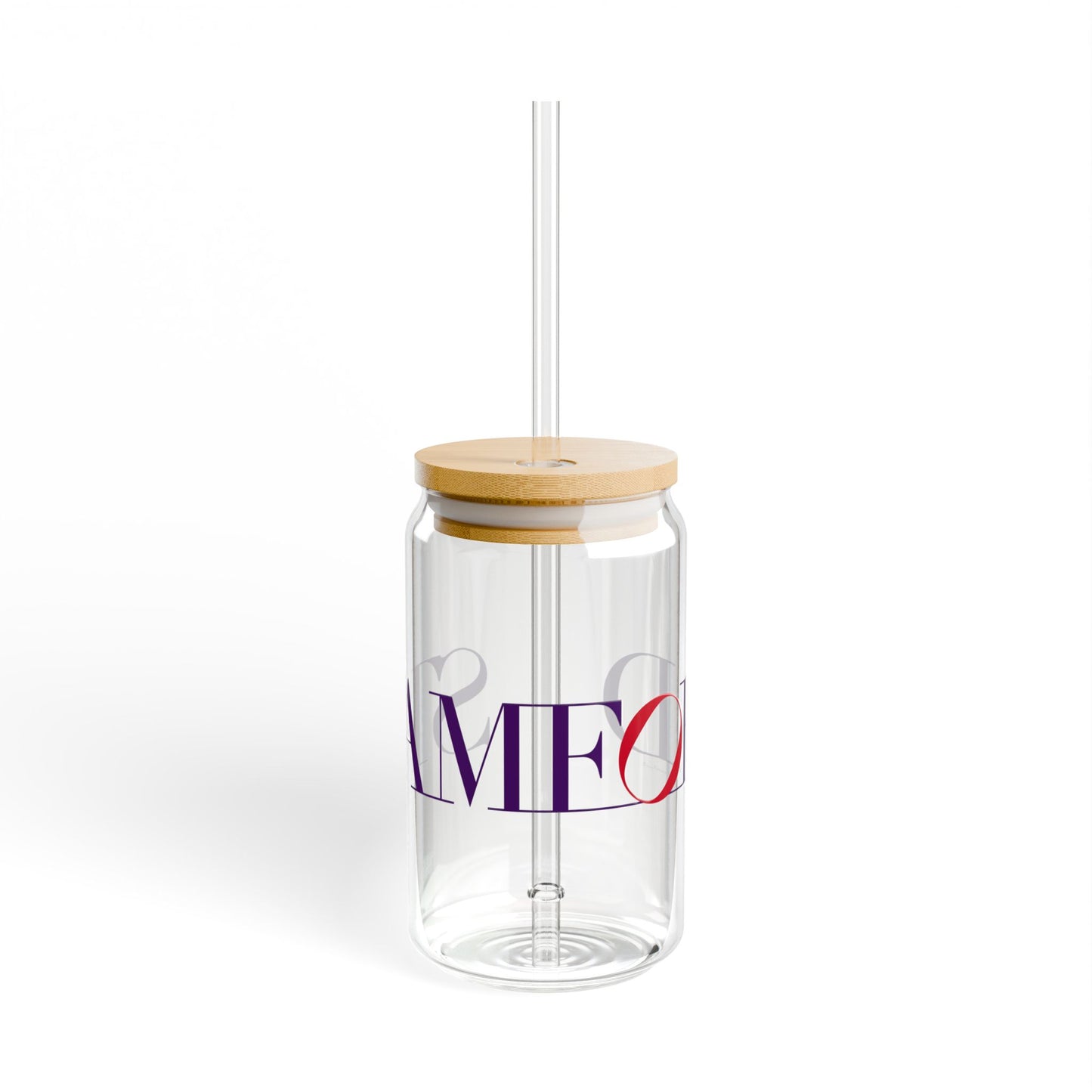 41 Tilt Stamford Glass Can with Straw and Lid, 16oz