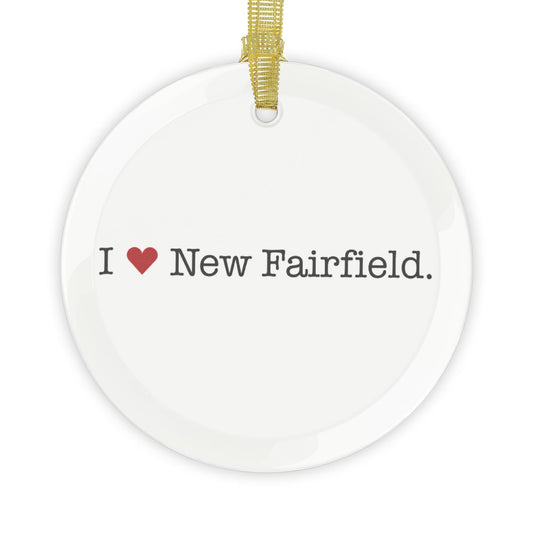 I Heart New Fairfield. Glass Ornaments