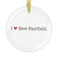 I Heart New Fairfield. Glass Ornaments