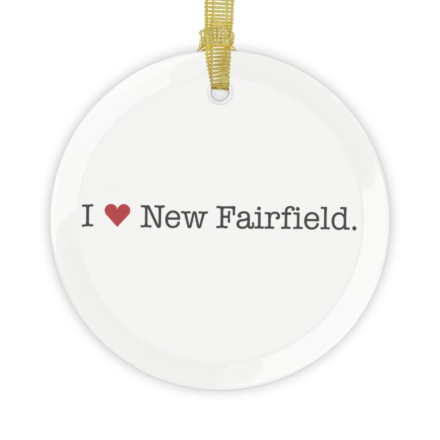 I Heart New Fairfield. Glass Ornaments