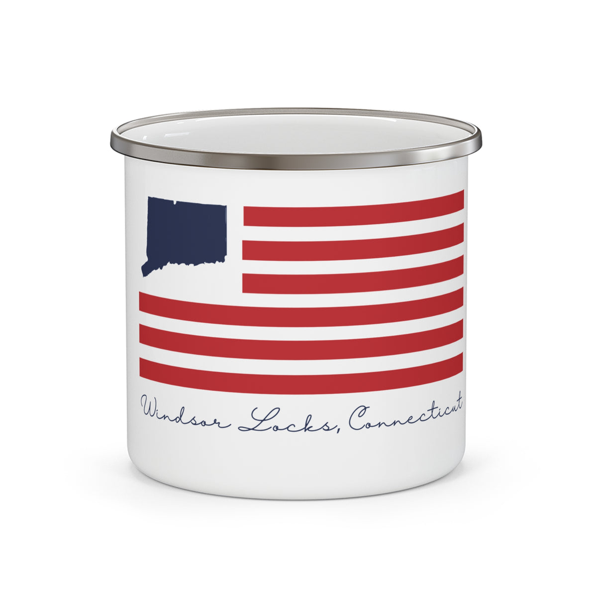 Windsor Locks Connecticut Flag Enamel Camping Mug