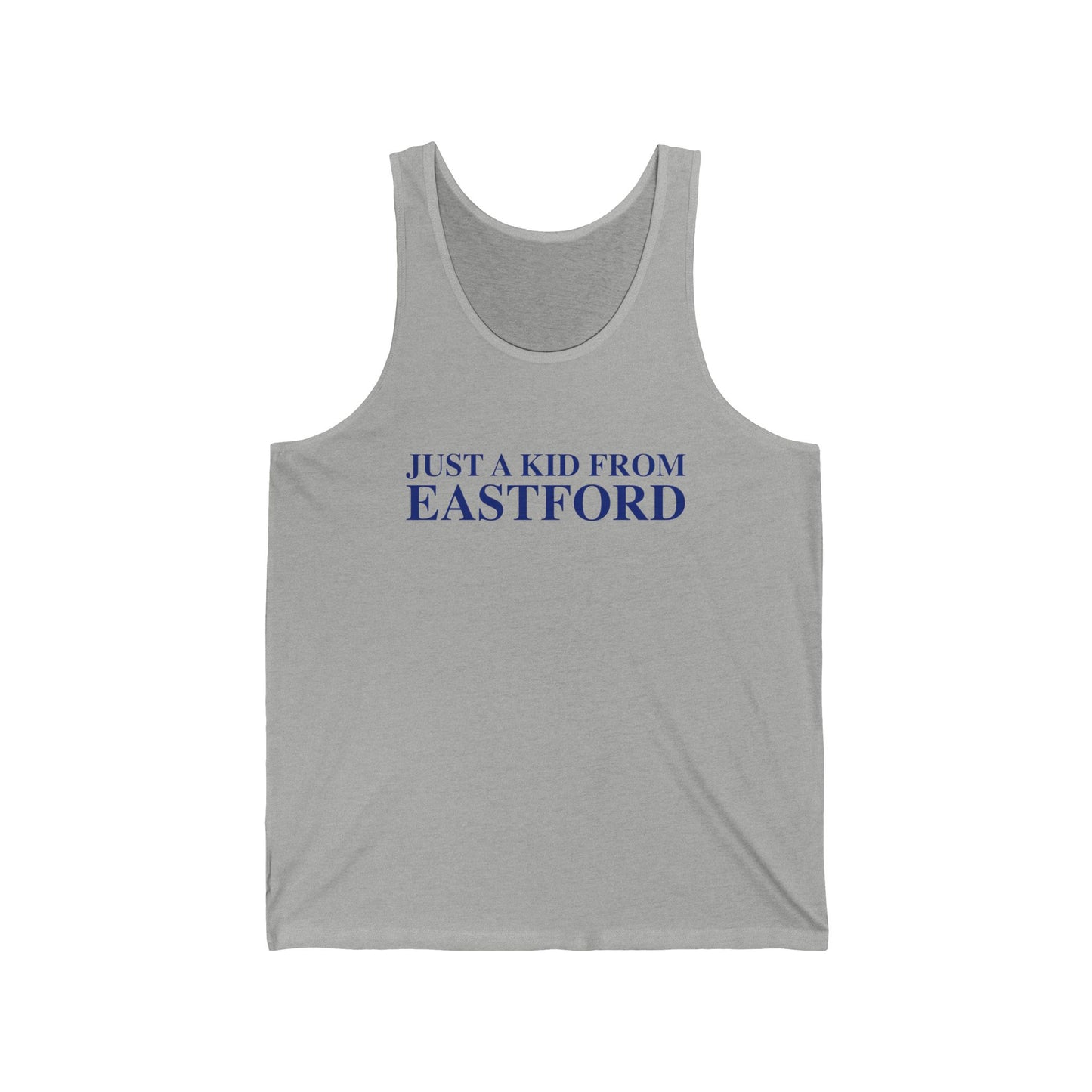Just a kid from Eastford Unisex Jersey Tank Top