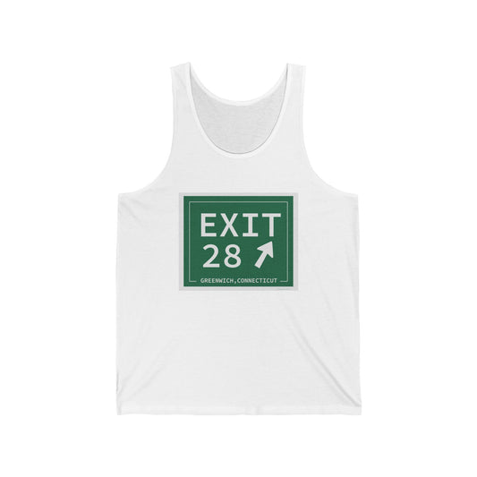 Vintage Exit 28 Merritt Parkway Sign Unisex Jersey Tank Top