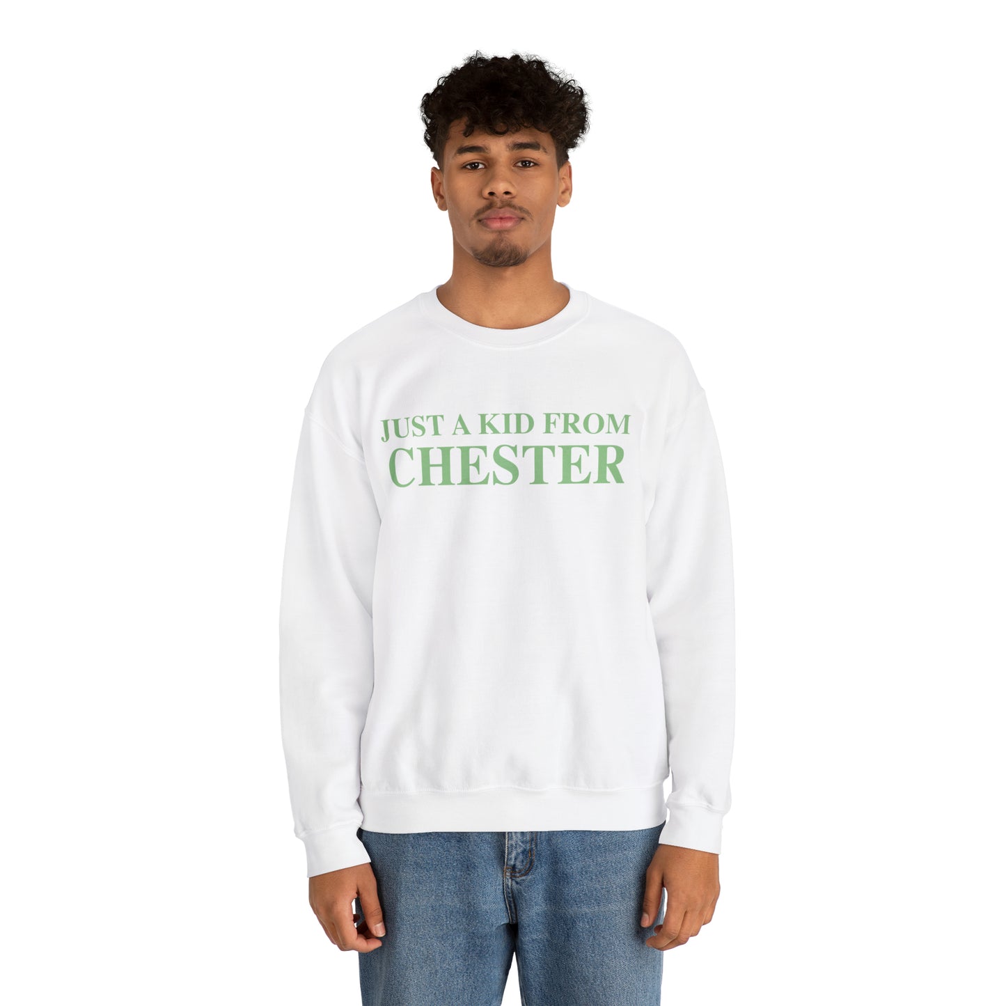 Just a kid from Chester Unisex Heavy Blend™ Crewneck Sweatshirt