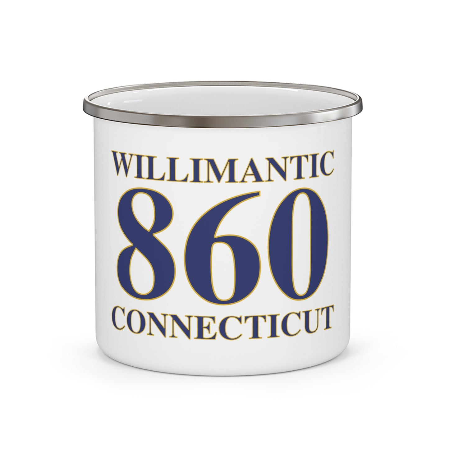 Willimantic 860 Connecticut  Enamel Camping Mug