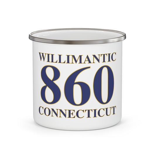 Willimantic 860 Connecticut  Enamel Camping Mug