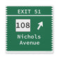 Vintage Merritt Parkway Exit 51 Sign Matte Canvas, Stretched, 1.25"