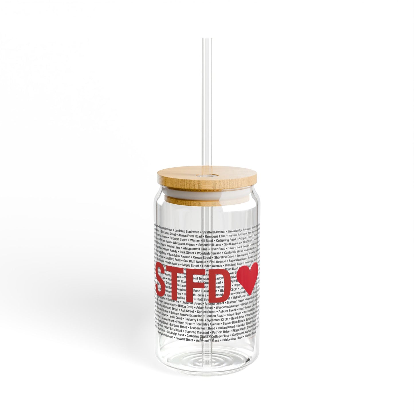 Stratford Love Glass Can with Straw and Lid, 16oz