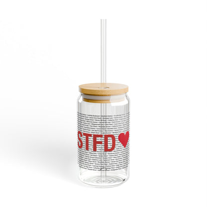 Stratford Love Glass Can with Straw and Lid, 16oz