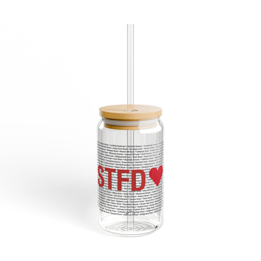 Stratford Love Glass Can with Straw and Lid, 16oz