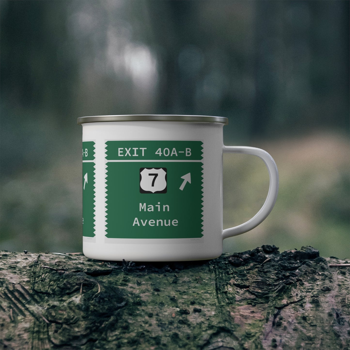 Vintage Merritt Parkway Exit 40 A-B Sign Enamel Camping Mug