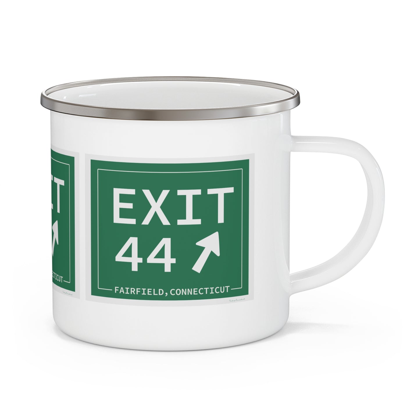 Vintage Exit 44 Merritt Parkway Sign Enamel Camping Mug