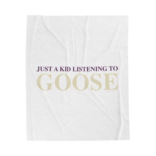 Just a kid listening to Goose  - Cream & Purple Velveteen Plush Blanket