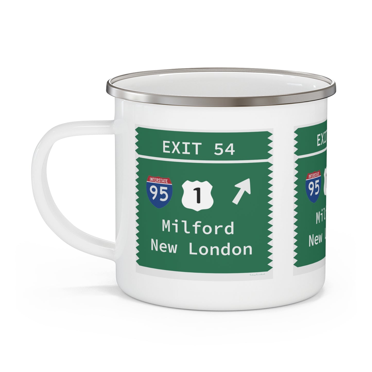 Vintage Merritt Parkway Exit 54 Sign Enamel Camping Mug