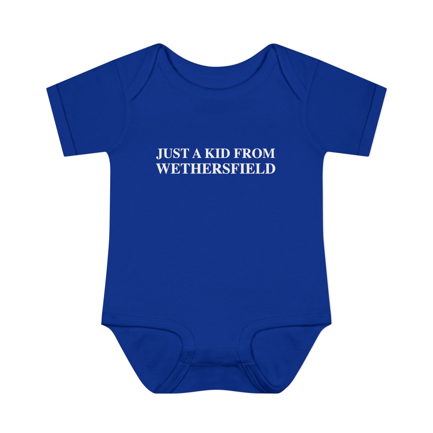 Just a kid from Wethersfield Infant Baby Rib Bodysuit