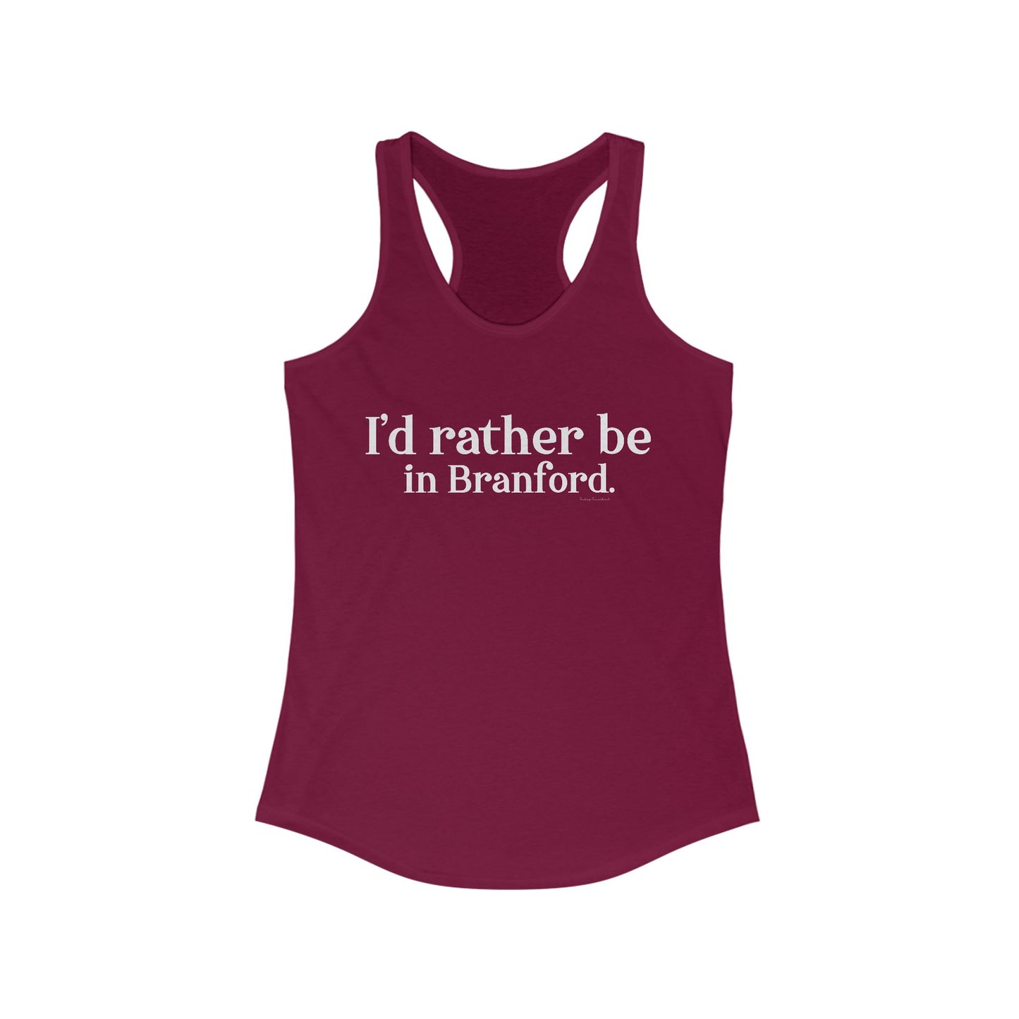I'd rather be in Branford. Women's Ideal Racerback Tank