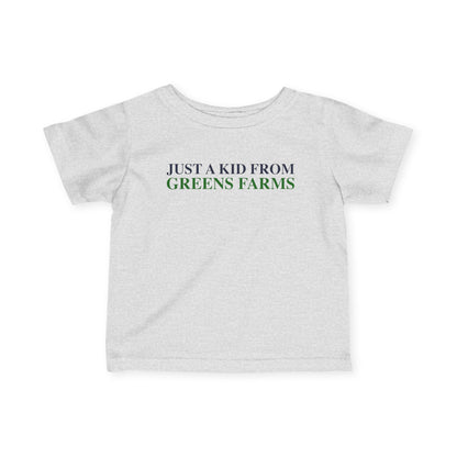 Just a kid from Greens Farms  Infant Fine Jersey T-Shirt