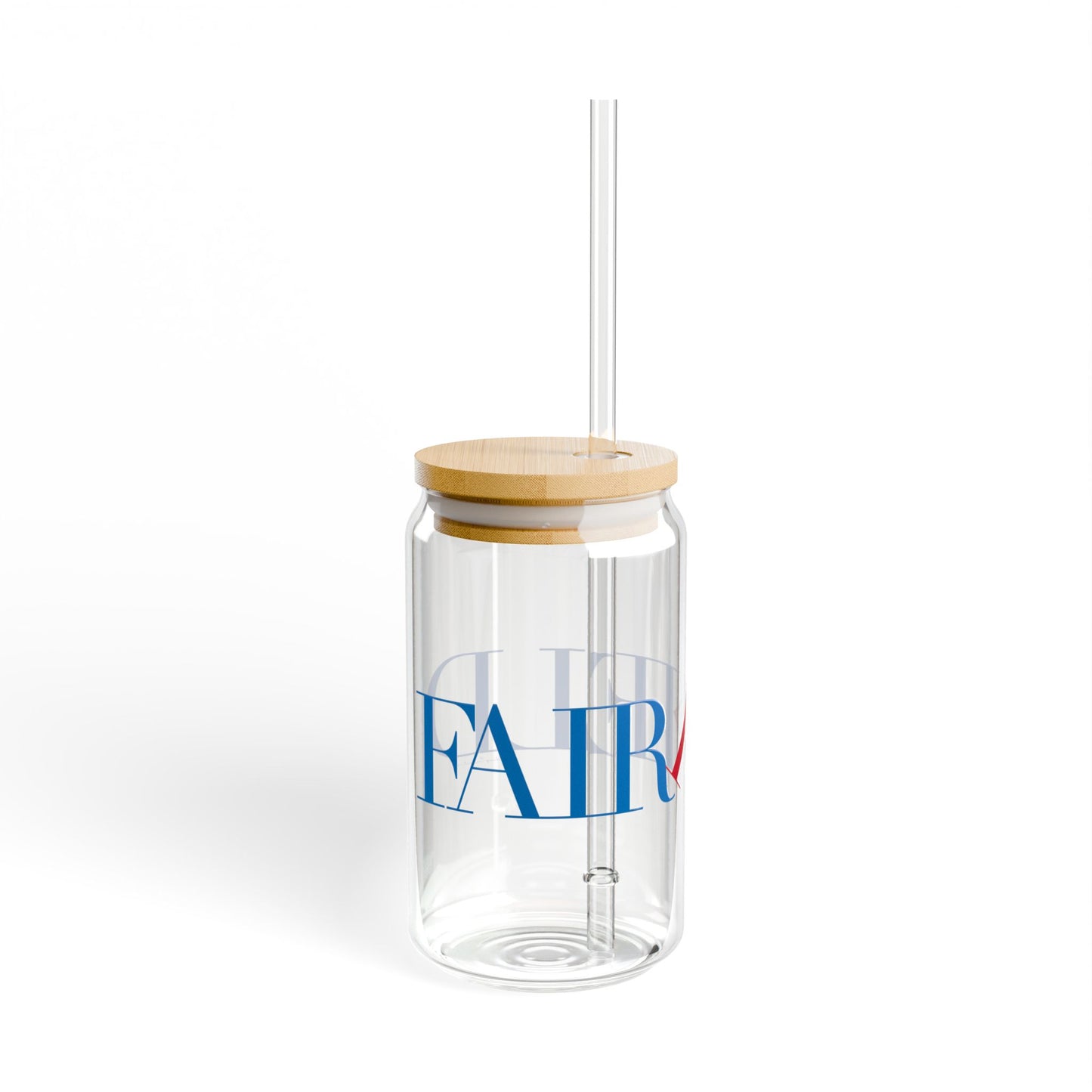 41 Tilt Fairfield Glass Can with Straw and Lid, 16oz
