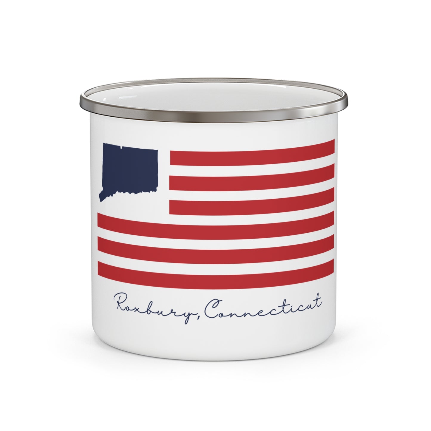 Roxbury Connecticut Flag Enamel Camping Mug
