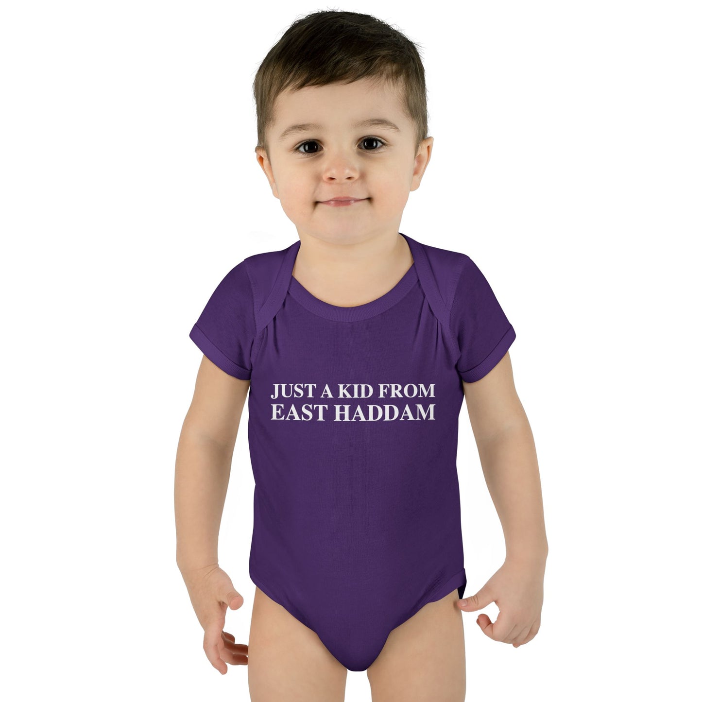 Just a kid from East Haddam Infant Baby Rib Bodysuit