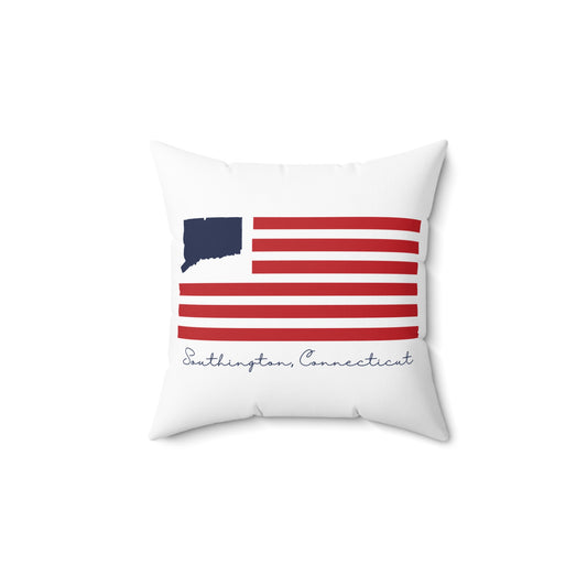 Southington Connecticut Flag Spun Polyester Square Pillow