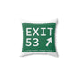 Vintage Exit 53  Merritt Parkway Sign Spun Polyester Square Pillow