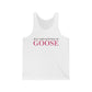 Just a kid listening to Goose - Pink & Espresso Unisex Jersey Tank Top