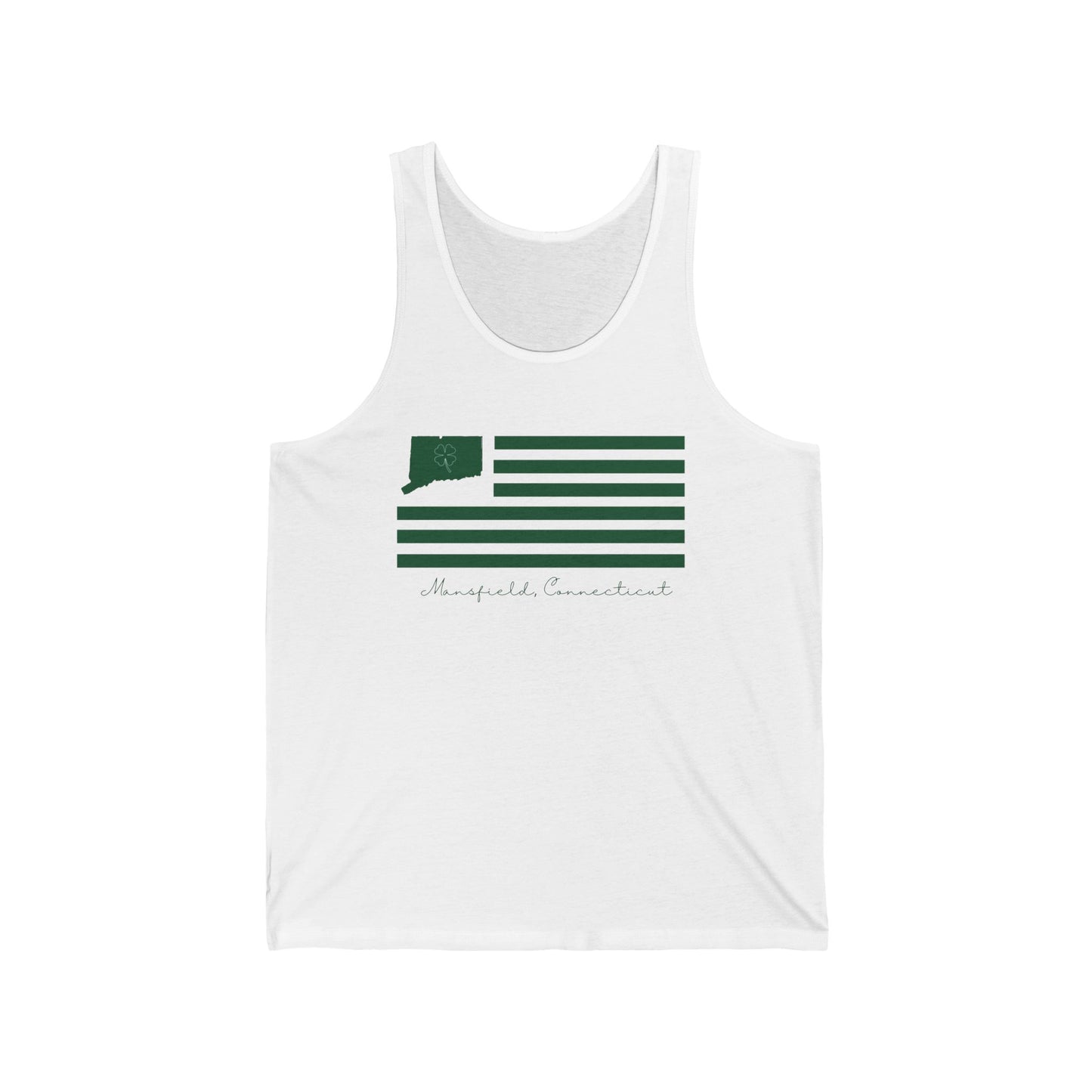 Mansfield Connecticut St Patrick’s Day Flag Unisex Jersey Tank Top
