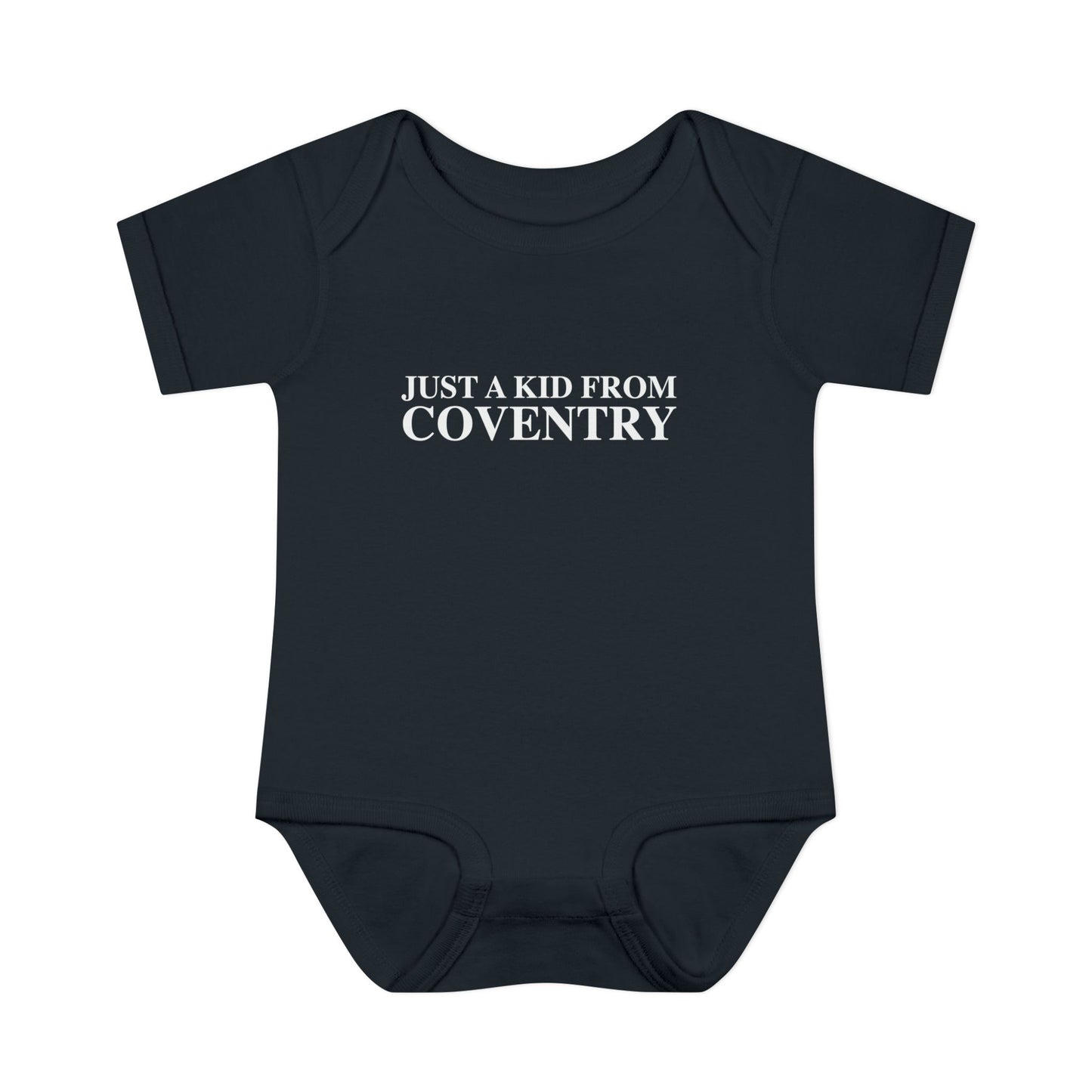 Just a kid from Coventry Infant Baby Rib Bodysuit