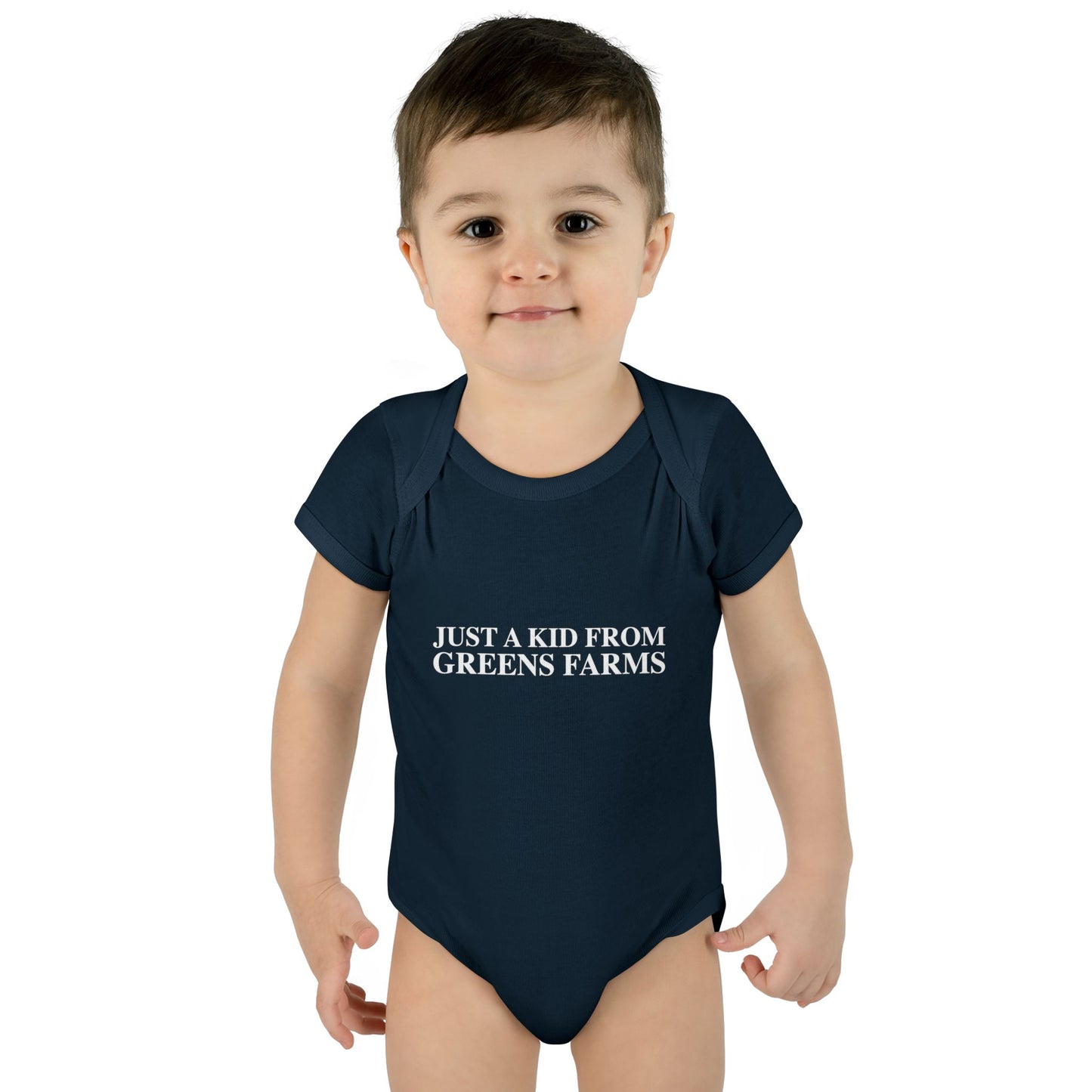 Just a kid from Greens Farms Infant Baby Rib Bodysuit
