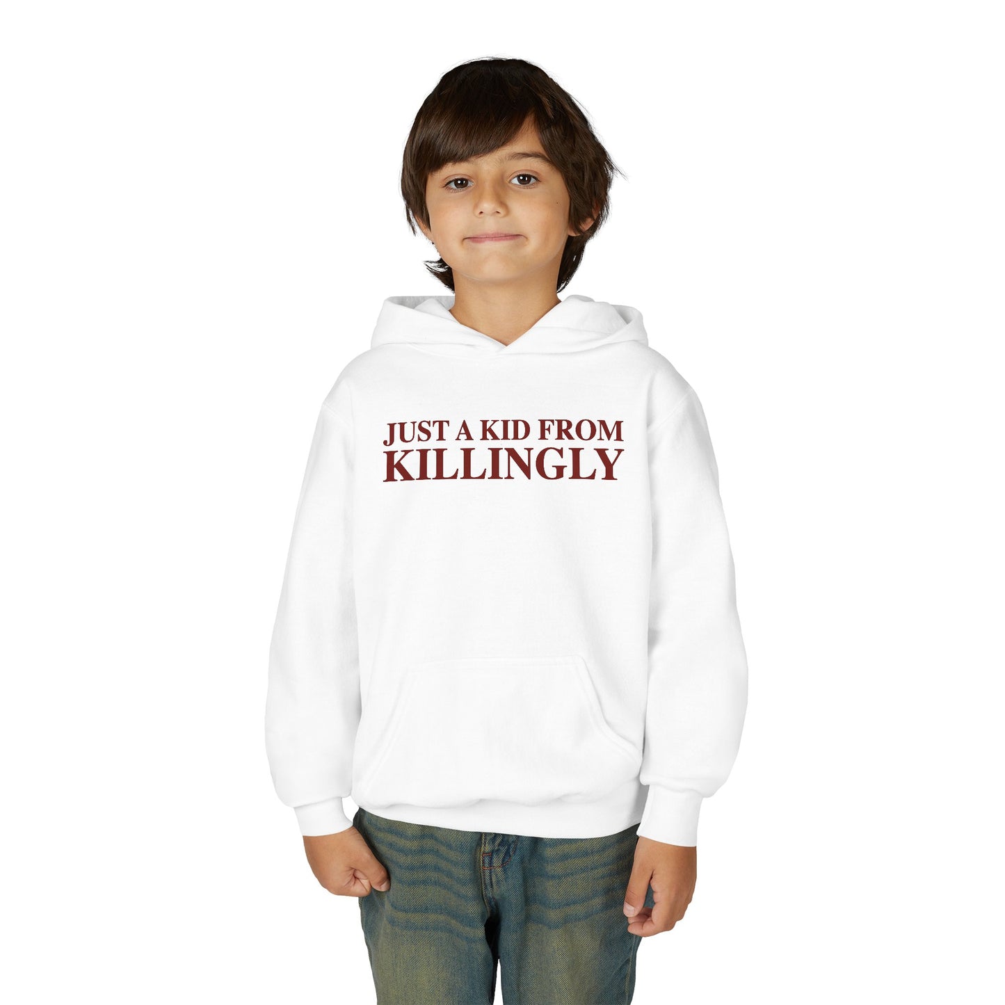 Just a kid from Killingly Youth Heavy Blend Hooded Sweatshirt