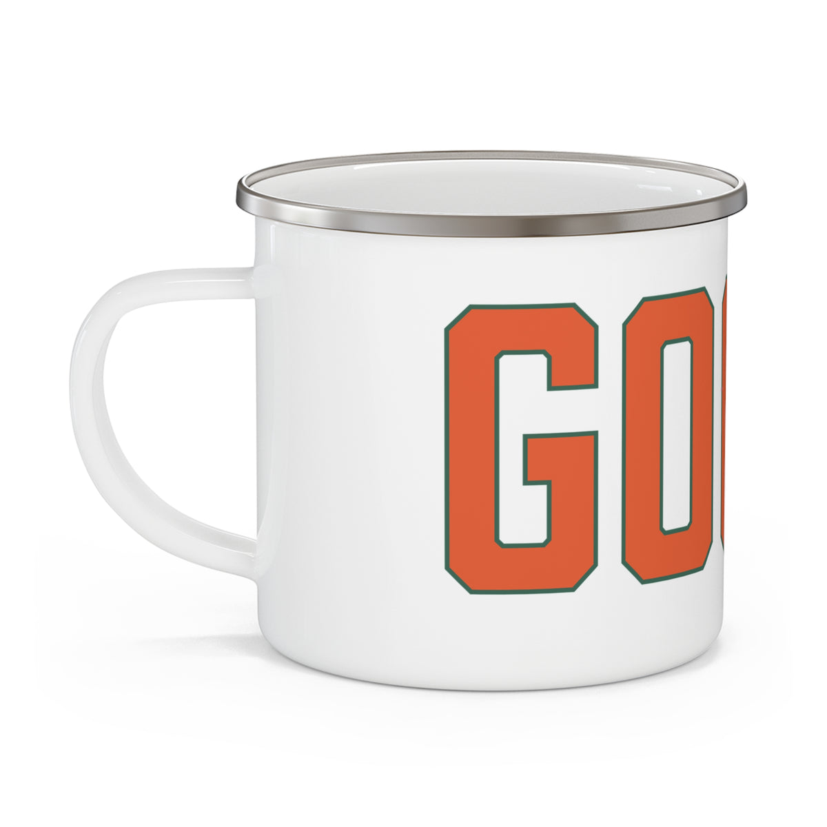 Goose Zip Code Orange & Green Enamel Camping Mug
