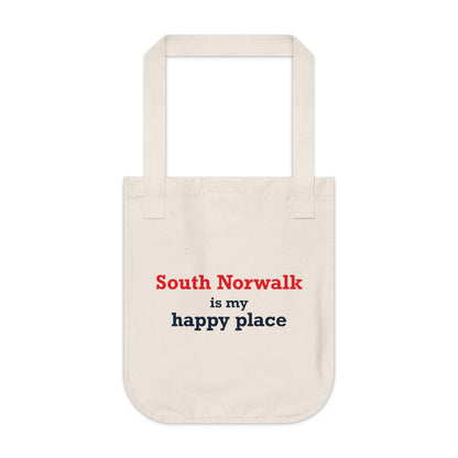 South Norwalk is My Happy Place Organic Canvas Tote Bag