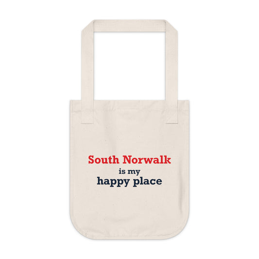 South Norwalk is My Happy Place Organic Canvas Tote Bag