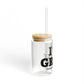 I Heart GRCH Glass Can with Straw and Lid, 16oz