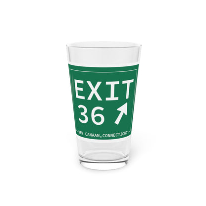 Vintage Exit 36 Merritt Parkway Sign Pint Glass, 16oz