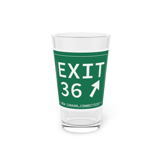 Vintage Exit 36 Merritt Parkway Sign Pint Glass, 16oz