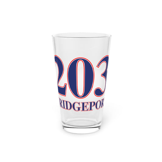 203 Bridgeport Red White & Blue Pint Glass, 16oz