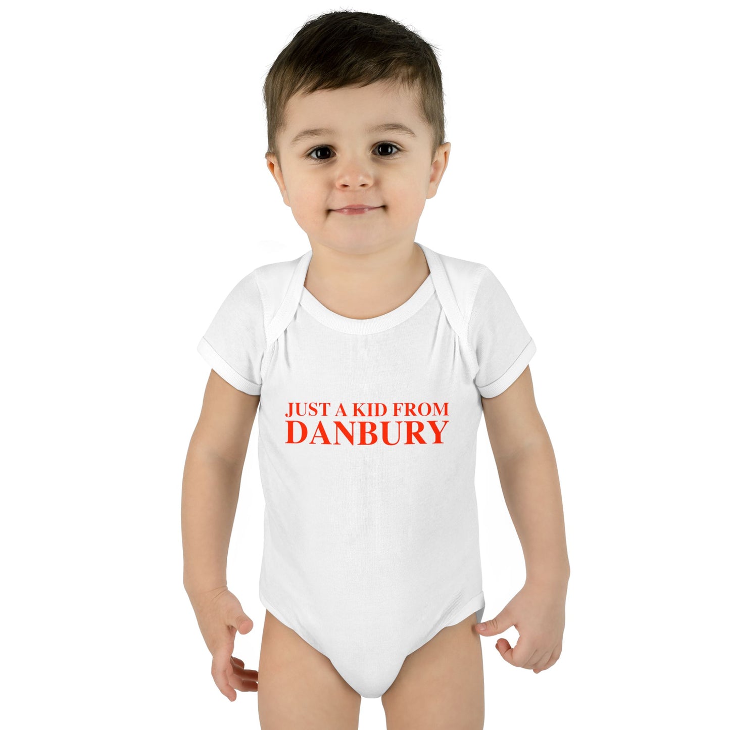 Just a kid from Danbury Infant Baby Rib Bodysuit