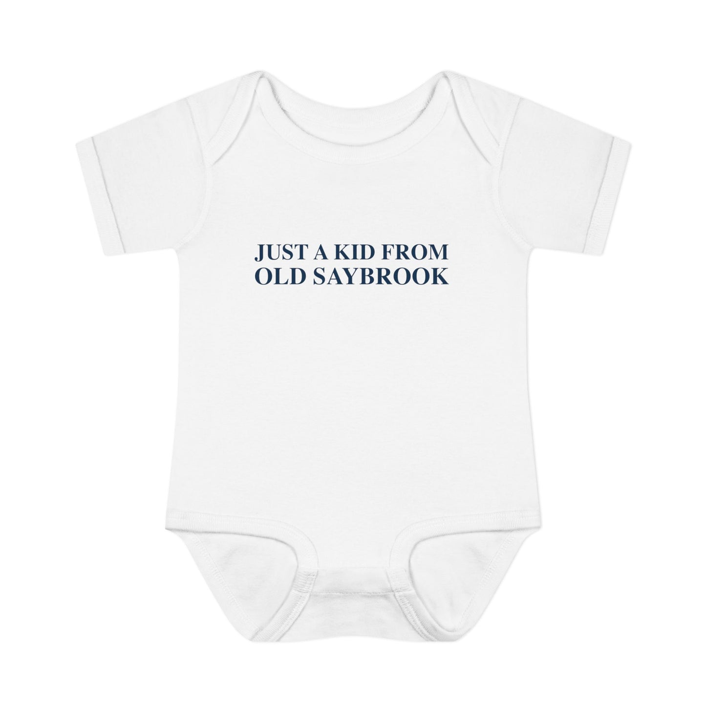 Just a kid from Old Saybrook Infant Baby Rib Bodysuit