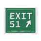 Vintage Exit 51  Merritt Parkway Sign Matte Canvas, Stretched, 1.25"