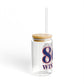 860 Windham Red, White & Blue Glass Can with Straw and Lid, 16oz