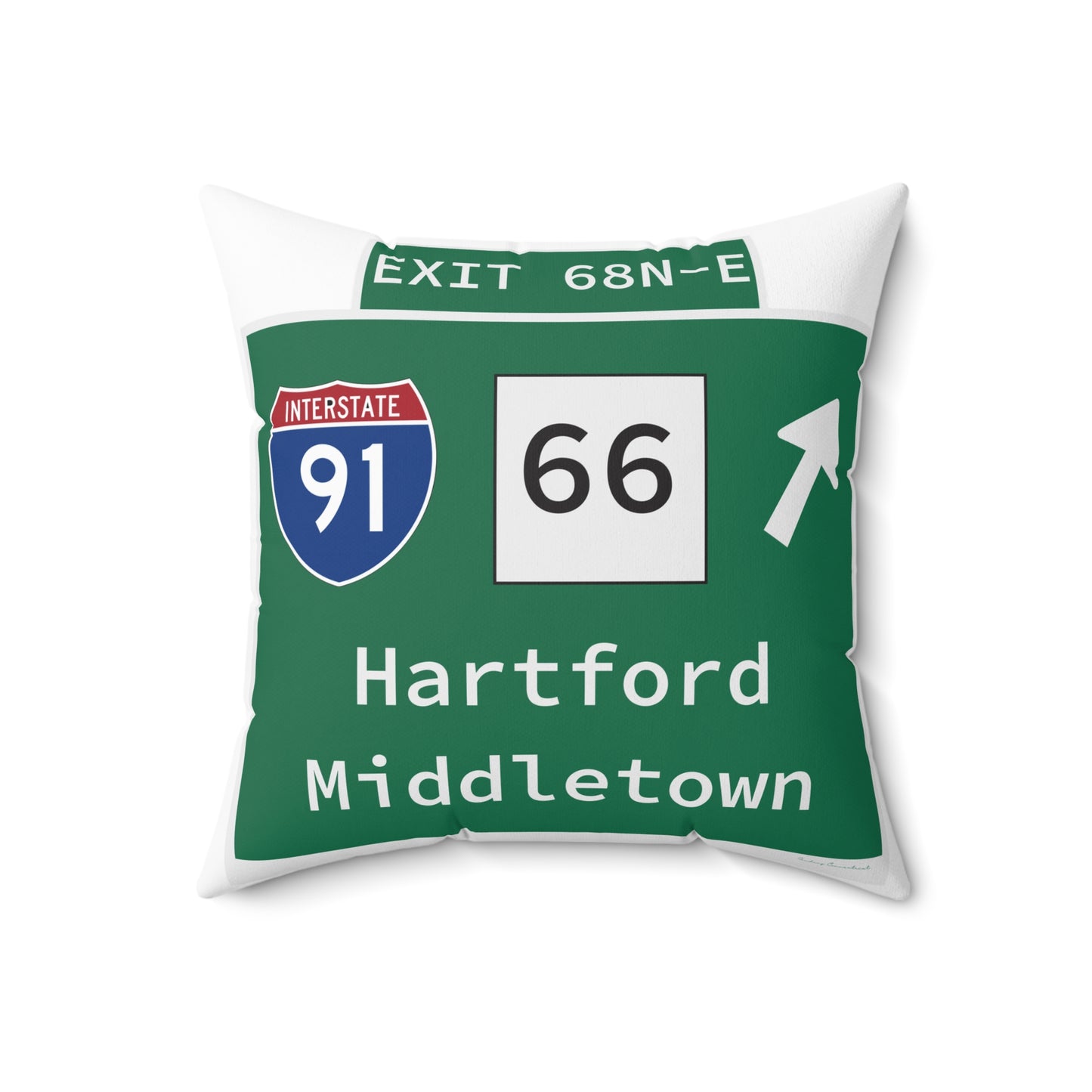 Vintage WCP Exit 68-NE Signpun Polyester Square Pillow