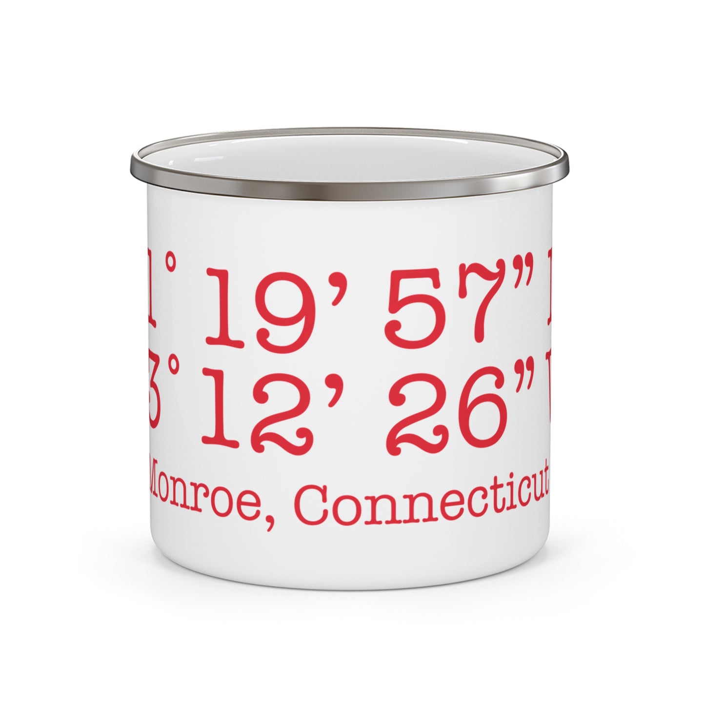 Monroe Coordinates Enamel Camping Mug