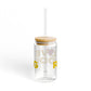 Love Redding Glass Can with Straw and Lid, 16oz