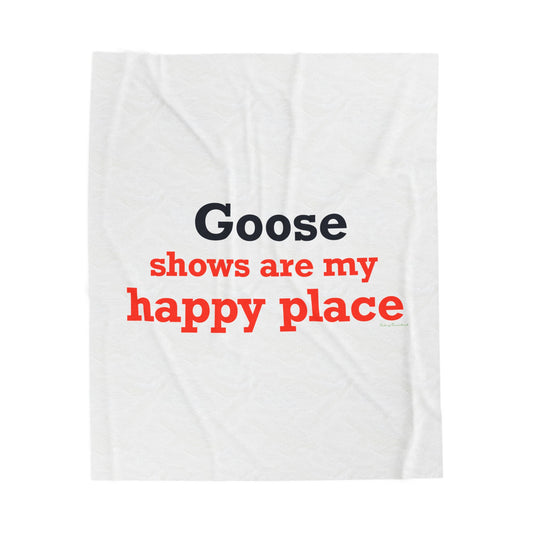 Goose Shows Are My Happy Place  - Blue & Orange Velveteen Plush Blanket