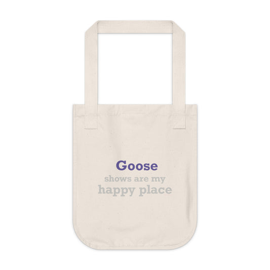 Goose Shows Are My Happy Place - Gray & Purple Organic Canvas Tote Bag